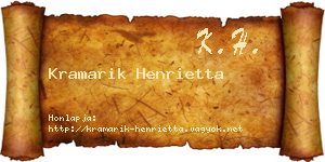 Kramarik Henrietta névjegykártya